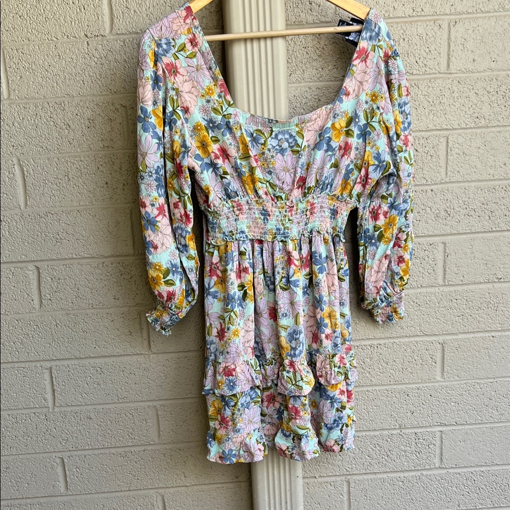 Angie Floral Print Midi Dress - Multicolor
